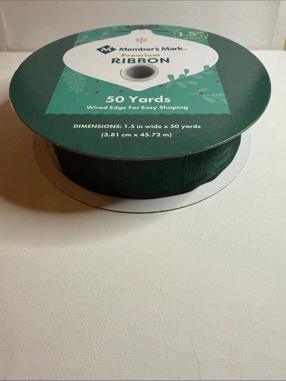 Member's Mark Green Wired Edge Ribbon - 50 Yards